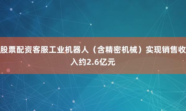 股票配资客服工业机器人（含精密机械）实现销售收入约2.6亿元